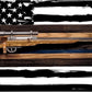 Walker Wood Gifts Gun Display Traditional Solid Cabin Oak Shotgun Rifle Rack Thin Blue Line Patriotic Police Collector Gift