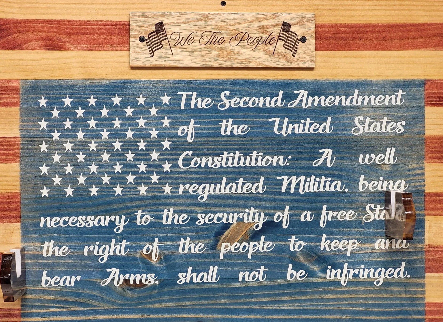 Walker Wood Gifts Gun Display Unique Old Glory We The People Lever Action Knotty Pine Rifle Display Collectors Gift