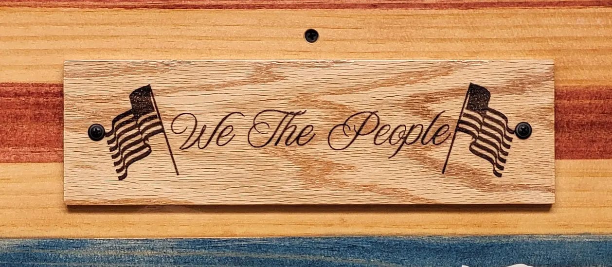 Walker Wood Gifts Gun Display Unique Old Glory We The People Lever Action Knotty Pine Rifle Display Collectors Gift