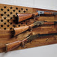 Walker Wood Gifts gun rack 50 Black Star Flag 3 Place Lever Action Rifle Cabin Acacia Display Collector Gift