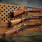 Walker Wood Gifts gun rack 50 Black Star Flag 3 Place Lever Action Rifle Cabin Acacia Display Collector Gift