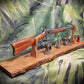 Walker Wood Gifts gun rack Beautiful Rustic Live Edge Oak Lever Action Rifle Stand Display Mantel Collector Gift