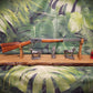 Walker Wood Gifts gun rack Beautiful Rustic Live Edge Oak Lever Action Rifle Stand Display Mantel Collector Gift