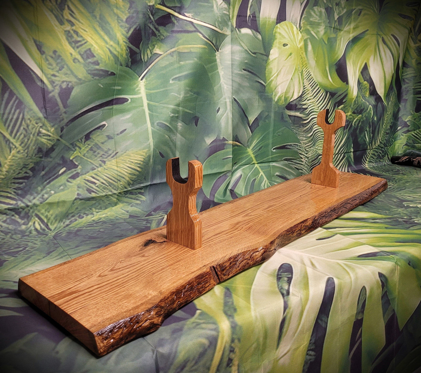 Walker Wood Gifts gun rack Beautiful Rustic Live Edge Oak Lever Action Rifle Stand Display Mantel Collector Gift