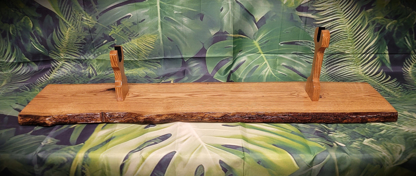 Walker Wood Gifts gun rack Beautiful Rustic Live Edge Oak Lever Action Rifle Stand Display Mantel Collector Gift