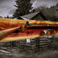 Walker Wood Gifts gun rack Knotty Live Edge Rustic Red Cedar Vintage Kentucky Long Gun Musket Rifle with Powder Horn Display Unique Gift