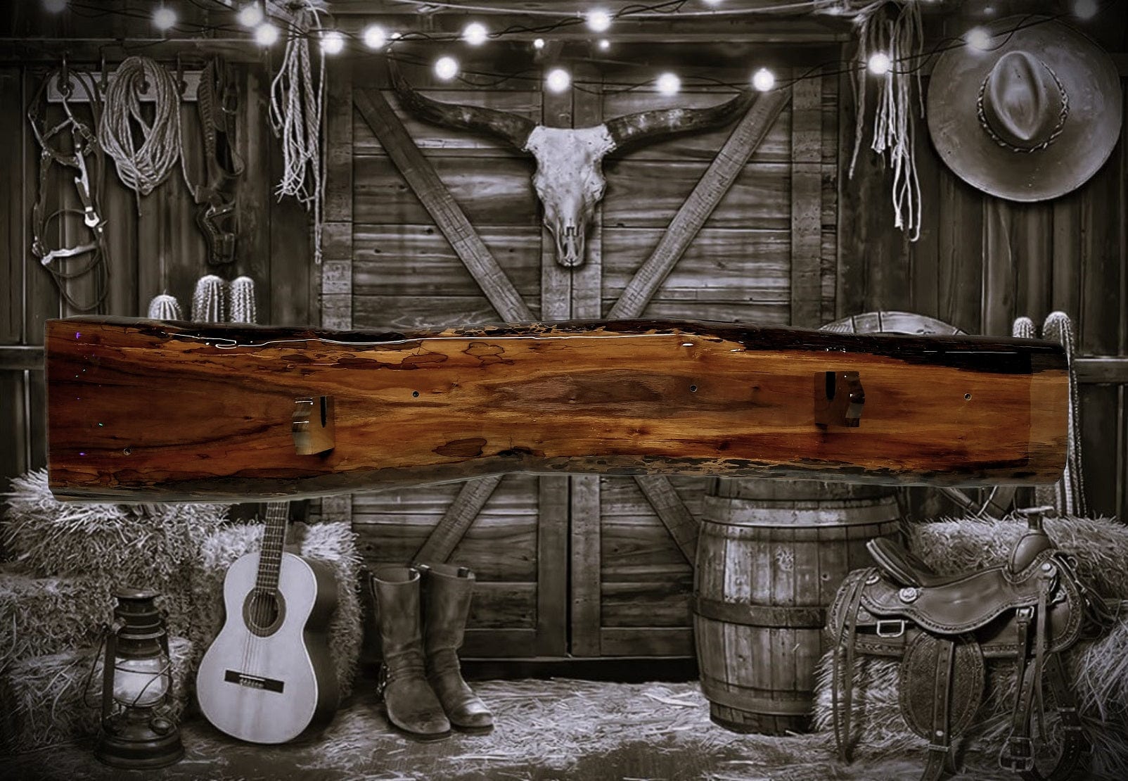 Walker Wood Gifts gun rack Live Edge Rustic Beautiful Walnut Vintage Muzzleloader, Sharps, M1 Rifle Display Rack Collectors Gift