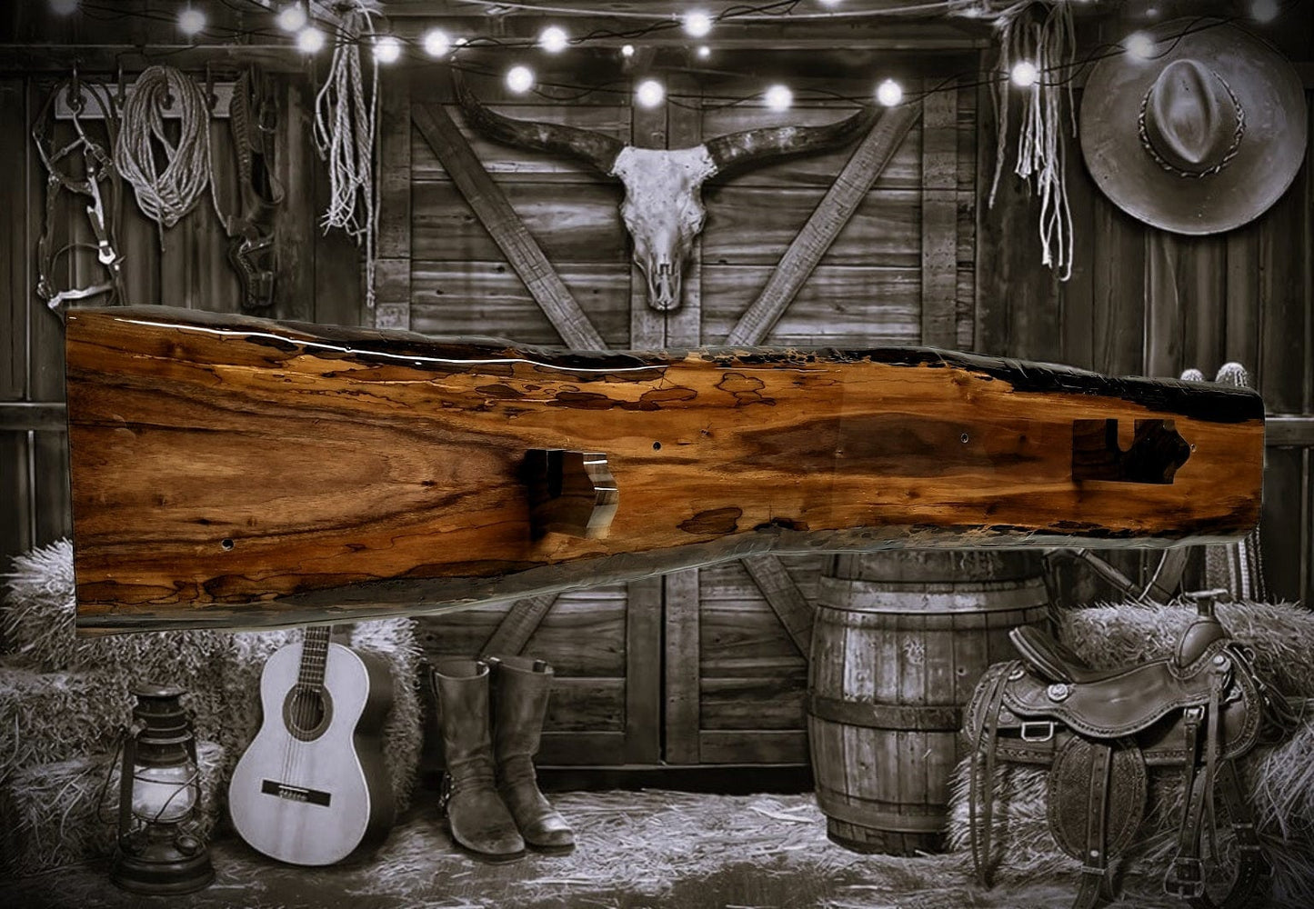 Walker Wood Gifts gun rack Live Edge Rustic Beautiful Walnut Vintage Muzzleloader, Sharps, M1 Rifle Display Rack Collectors Gift