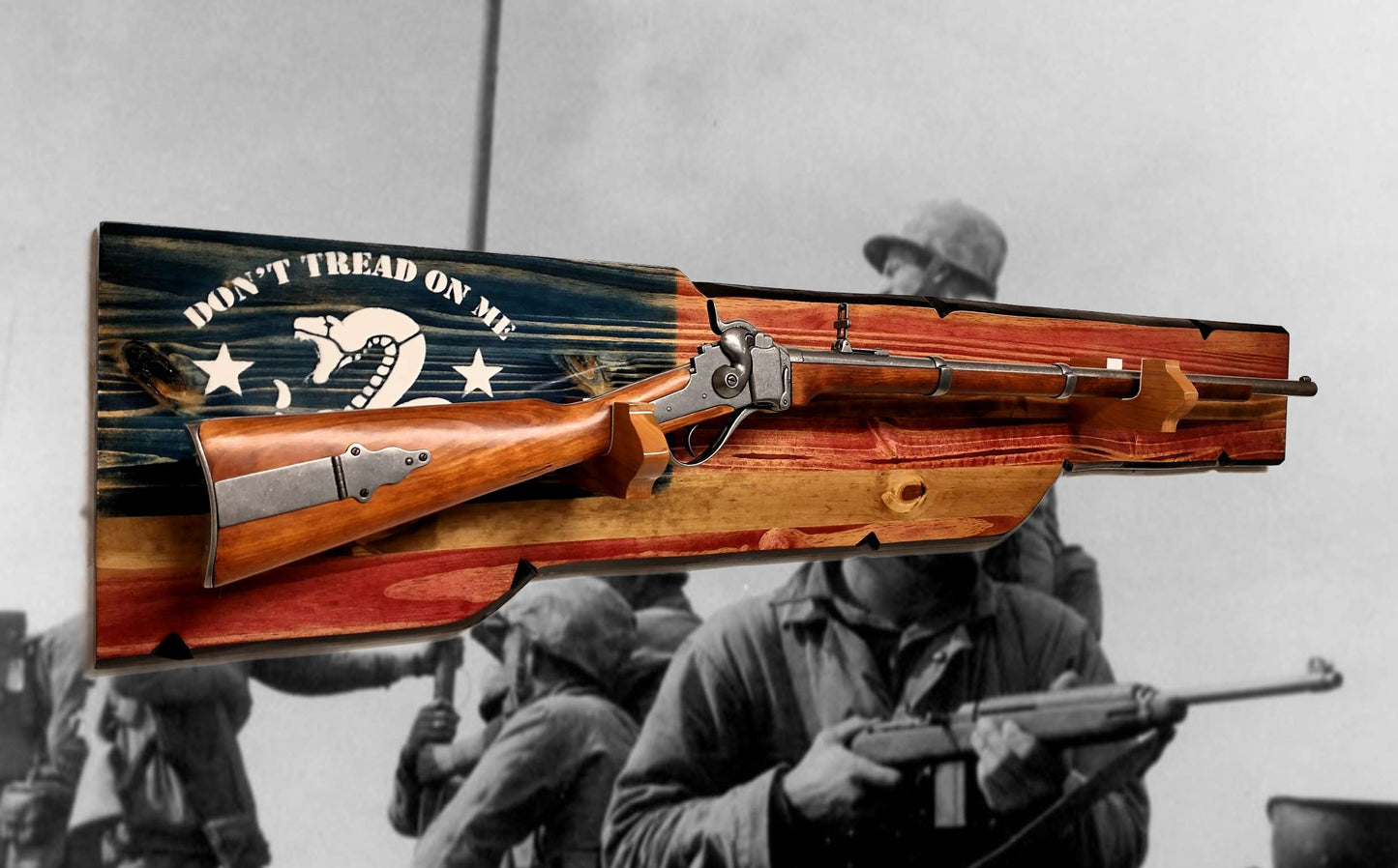 Walker Wood Gifts gun rack Patriotic "Don’t Tread On Me" Gun Wall Display Collectors Gift