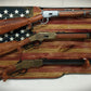 Walker Wood Gifts gun rack Rustic 3 Place Lever Action Old Glory Knotty Pine Rack Rifle Display Patriotic Collectors Gift