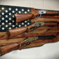 Walker Wood Gifts gun rack Rustic 3 Place Lever Action Old Glory Knotty Pine Rack Rifle Display Patriotic Collectors Gift