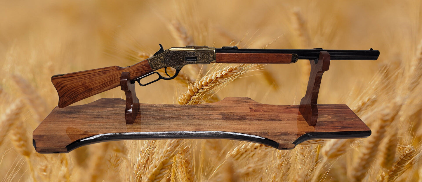Rustic Aspen Lever Action Rifle Stand Rosewood Finish with Mahogany Collector Gift Walker Wood Gifts