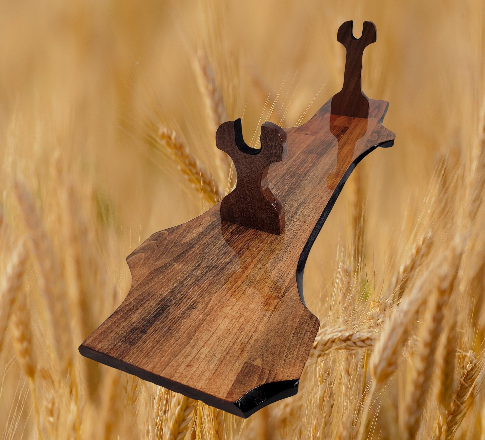 Rustic Aspen Lever Action Rifle Stand Rosewood Finish with Mahogany Collector Gift Walker Wood Gifts