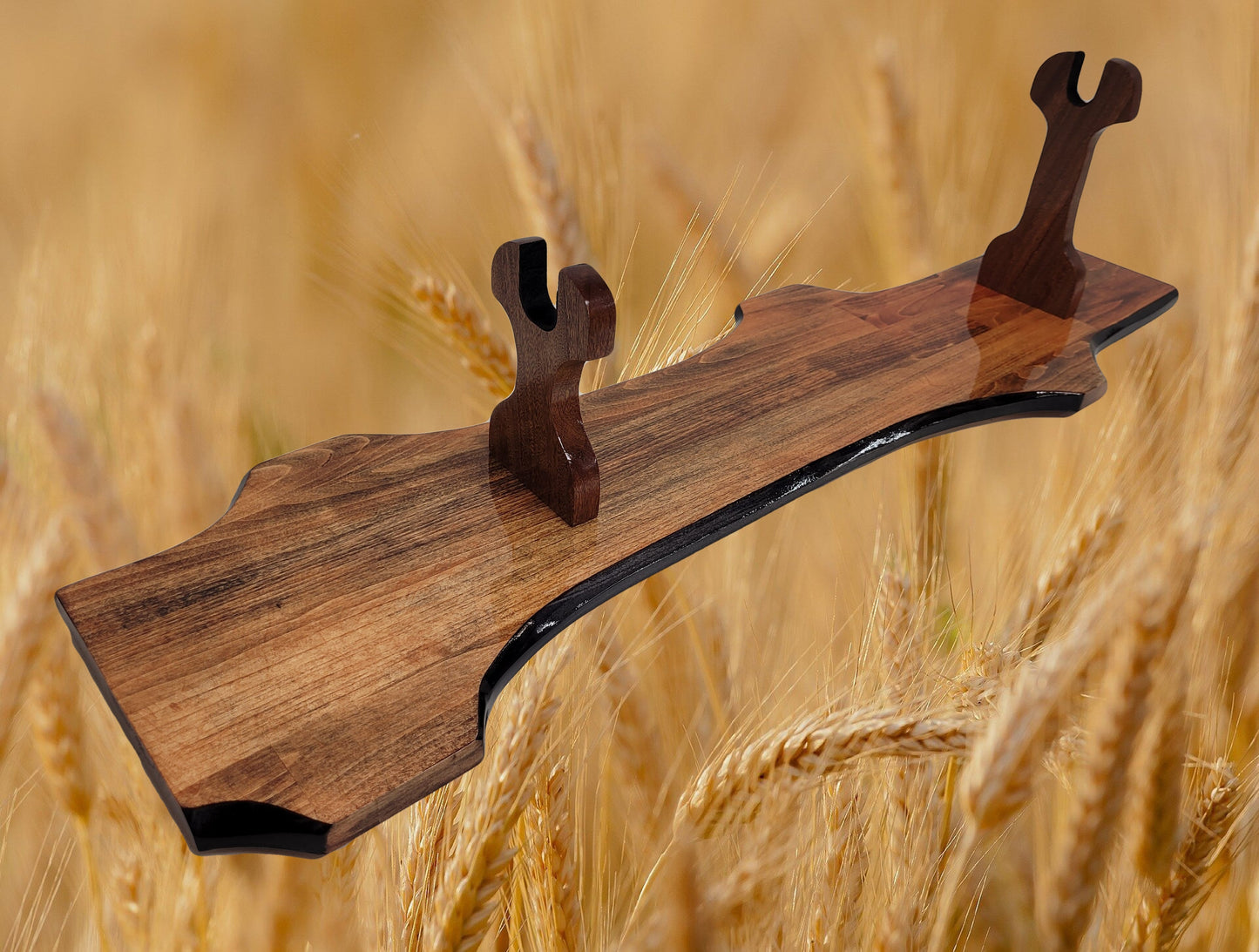 Rustic Aspen Lever Action Rifle Stand Rosewood Finish with Mahogany Collector Gift Walker Wood Gifts