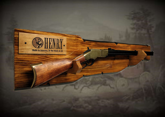 Walker Wood Gifts gun rack Rustic Display For Lever Action Henry Rifle Aspen Faux Live Edge Cabin Décor Collectors Gift