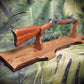 Walker Wood Gifts gun rack Rustic Faux Live Edge Oak Lever Action Rifle Stand Display Mantel Collector Gift