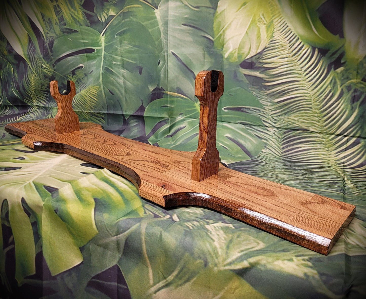 Walker Wood Gifts gun rack Rustic Faux Live Edge Oak Lever Action Rifle Stand Display Mantel Collector Gift