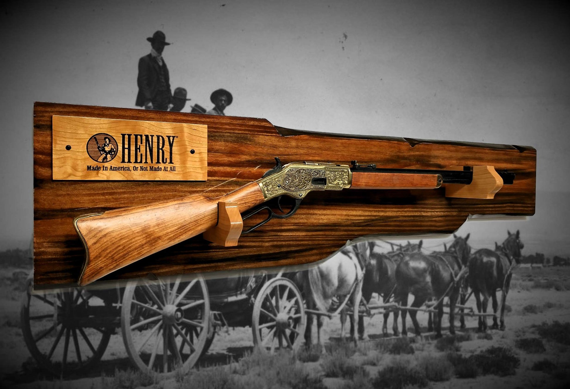Walker Wood Gifts gun rack Rustic Henry Display For Lever Action Rifle Aspen Faux Live Edge Cabin Décor Collectors Gift