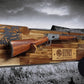 Walker Wood Gifts gun rack Rustic Lever Action Cabin Acacia Rifle Display Gun Rack | Henry Rifle Wall Mount | American Eagle Flag | Handcrafted Gift
