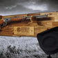 Walker Wood Gifts gun rack Rustic Lever Action Cabin Acacia Rifle Display Gun Rack | Henry Rifle Wall Mount | American Eagle Flag | Handcrafted Gift