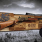 Walker Wood Gifts gun rack Rustic Lever Action Cabin Acacia Rifle Display Gun Rack | Henry Rifle Wall Mount | American Eagle Flag | Handcrafted Gift
