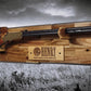 Walker Wood Gifts gun rack Rustic Lever Action Cabin Acacia Rifle Display Gun Rack | Henry Rifle Wall Mount | American Eagle Flag | Handcrafted Gift