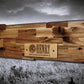 Walker Wood Gifts gun rack Rustic Lever Action Cabin Acacia Rifle Display Gun Rack | Henry Rifle Wall Mount | American Eagle Flag | Handcrafted Gift