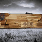 Walker Wood Gifts gun rack Rustic Lever Action Cabin Acacia Rifle Display Gun Rack | Henry Rifle Wall Mount | American Eagle Flag | Handcrafted Gift