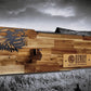 Walker Wood Gifts gun rack Rustic Lever Action Cabin Acacia Rifle Display Gun Rack | Henry Rifle Wall Mount | American Eagle Flag | Handcrafted Gift