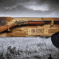 Walker Wood Gifts gun rack Rustic Lever Action Cabin Acacia Rifle Display Gun Rack | Henry Rifle Wall Mount | American Eagle Flag | Handcrafted Gift