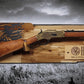 Walker Wood Gifts gun rack Rustic Lever Action Cabin Acacia Rifle Display Gun Rack | Henry Rifle Wall Mount | American Eagle Flag | Handcrafted Gift