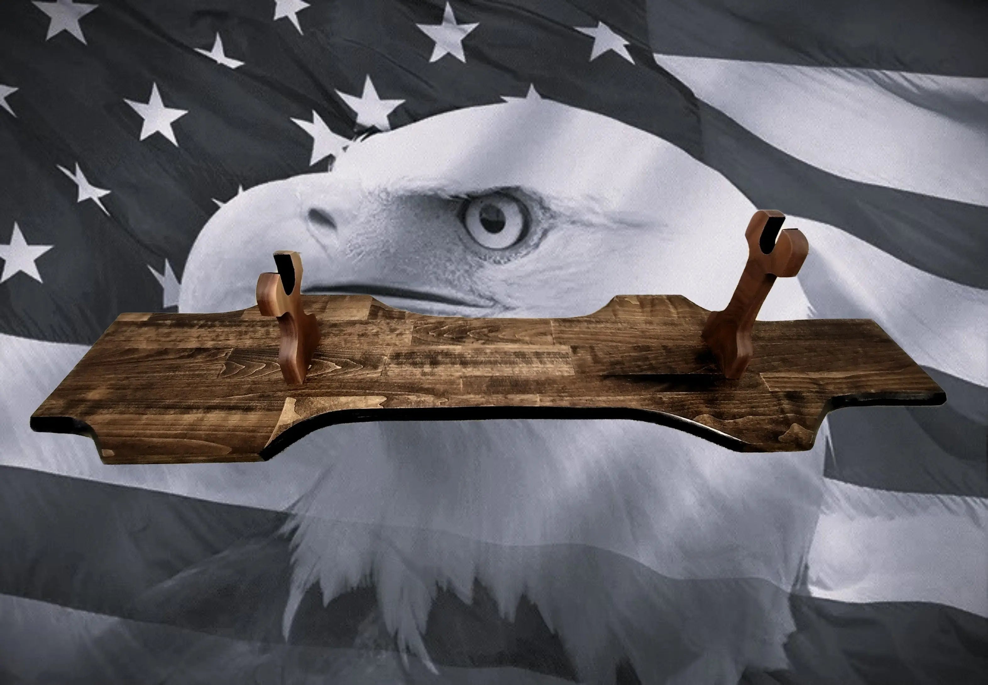 Decorative Rifle Platforms Rustic Lever Action Rifle Stand Display Faux Live Edge Aspen Stunning