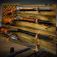 Walker Wood Gifts gun rack Rustic Unique 4 Place Lever Action Display Knotty Pine 50 Black Star Patriotic Collectors Gift