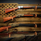 Walker Wood Gifts gun rack Rustic Unique 4 Place Lever Action Display Knotty Pine 50 Black Star Patriotic Collectors Gift