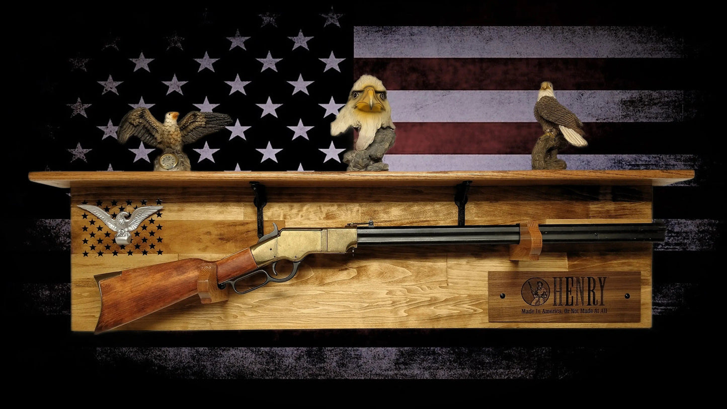 Walker Wood Gifts gun rack Tradition 50 Black Star Lever Action Aspen Henry Shelf Rifle Gun Display Western Farmhouse Gift