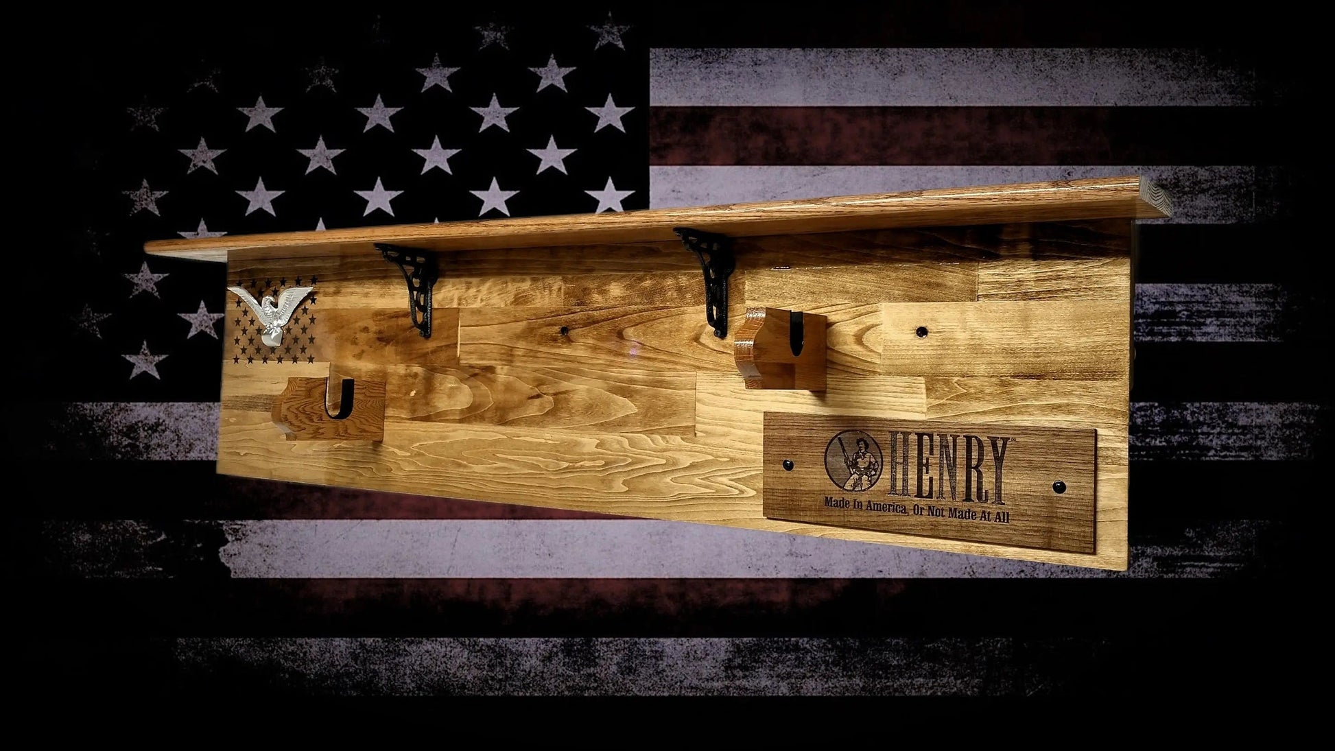 Walker Wood Gifts gun rack Tradition 50 Black Star Lever Action Aspen Henry Shelf Rifle Gun Display Western Farmhouse Gift