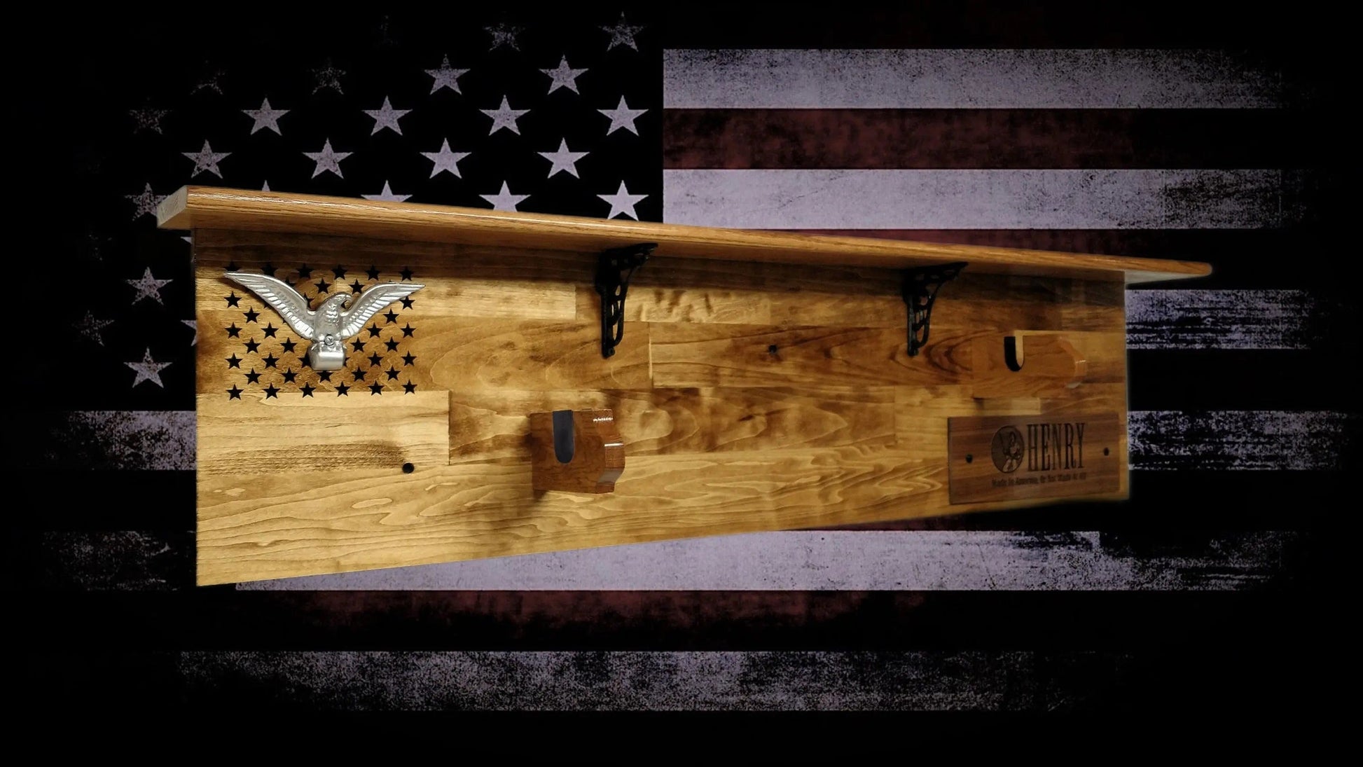 Walker Wood Gifts gun rack Tradition 50 Black Star Lever Action Aspen Henry Shelf Rifle Gun Display Western Farmhouse Gift