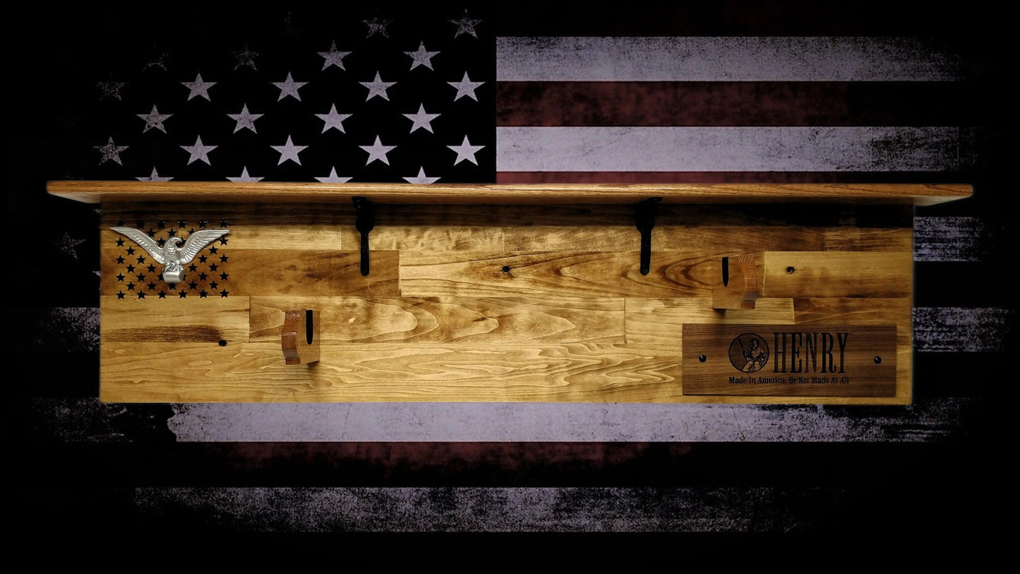 Walker Wood Gifts gun rack Tradition 50 Black Star Lever Action Aspen Henry Shelf Rifle Gun Display Western Farmhouse Gift