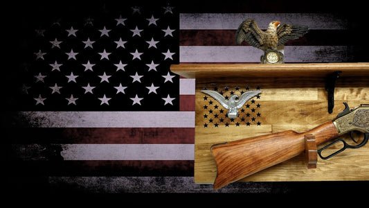 Walker Wood Gifts gun rack Tradition 50 Black Star Lever Action Aspen Henry Shelf Rifle Gun Display Western Farmhouse Gift