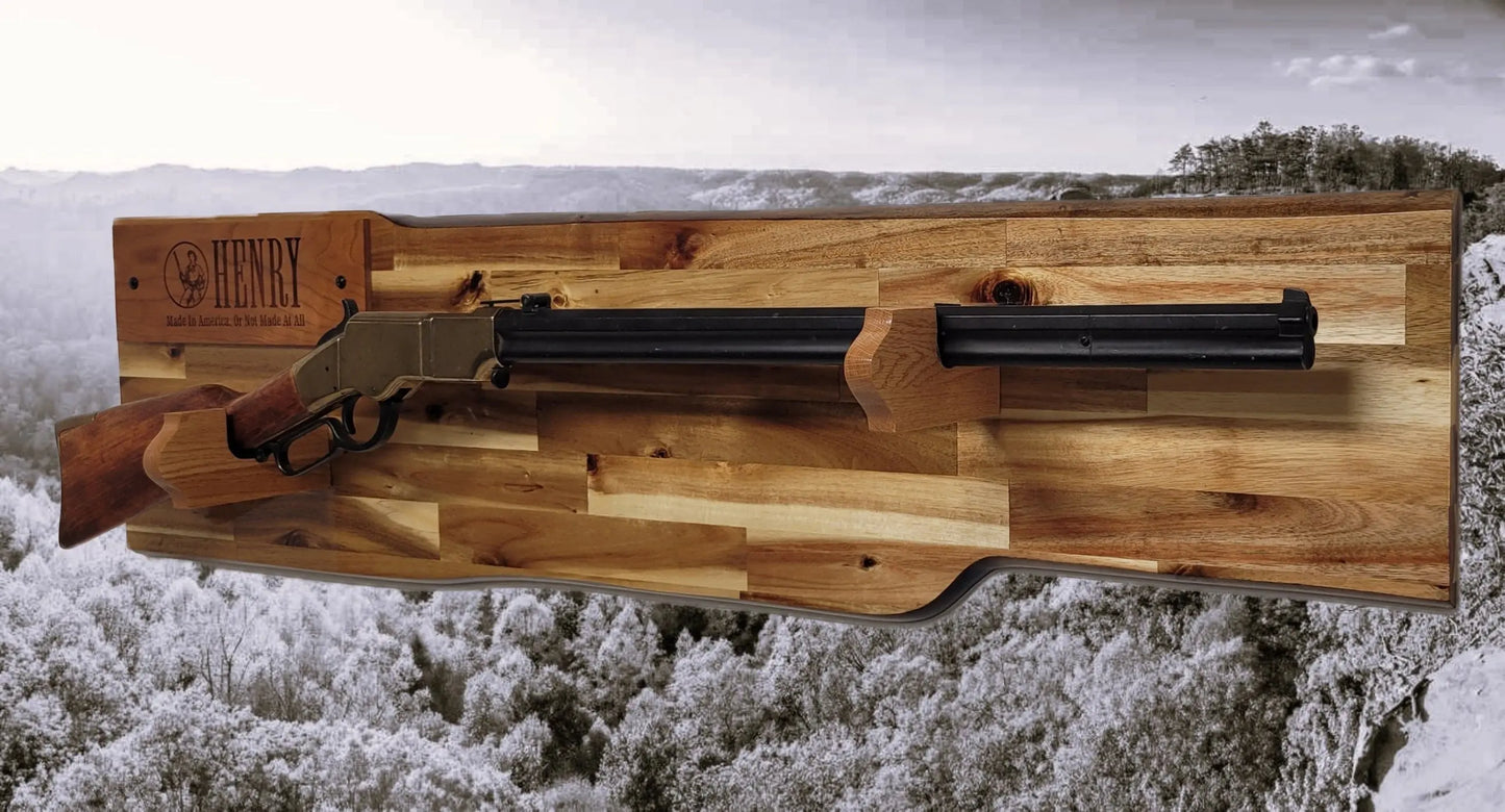 Walker Wood Gifts gun rack Traditional Lever Action Henry Rifle Display Cabin Acacia Décor Collectors Gift