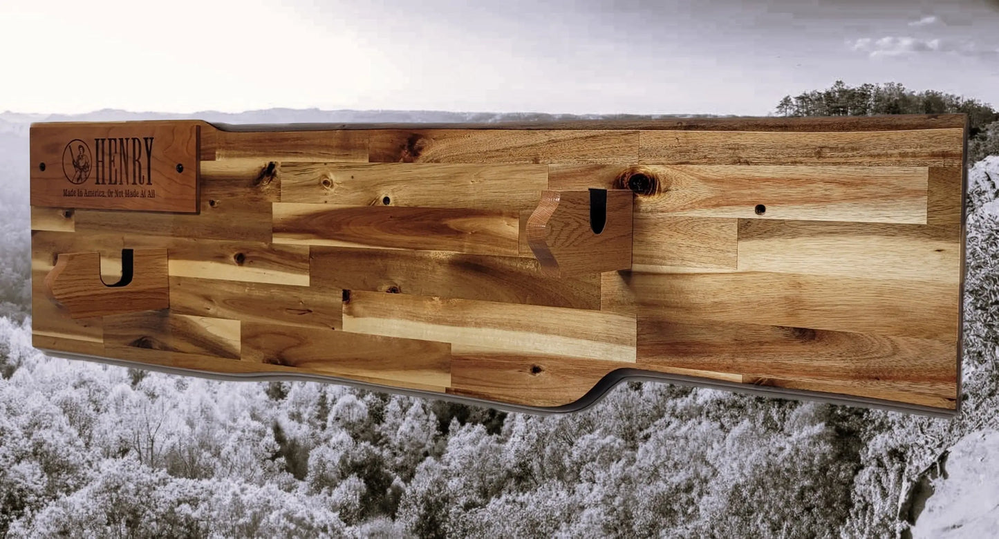 Walker Wood Gifts gun rack Traditional Lever Action Henry Rifle Display Cabin Acacia Décor Collectors Gift