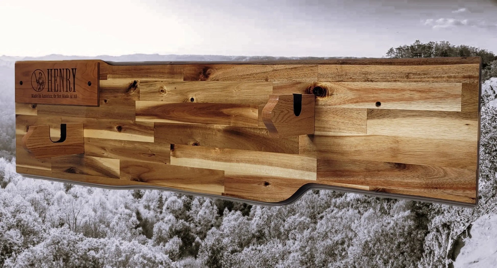 Walker Wood Gifts gun rack Traditional Lever Action Henry Rifle Display Cabin Acacia Décor Collectors Gift