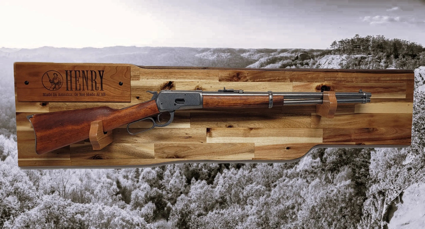 Walker Wood Gifts gun rack Traditional Lever Action Henry Rifle Display Cabin Acacia Décor Collectors Gift