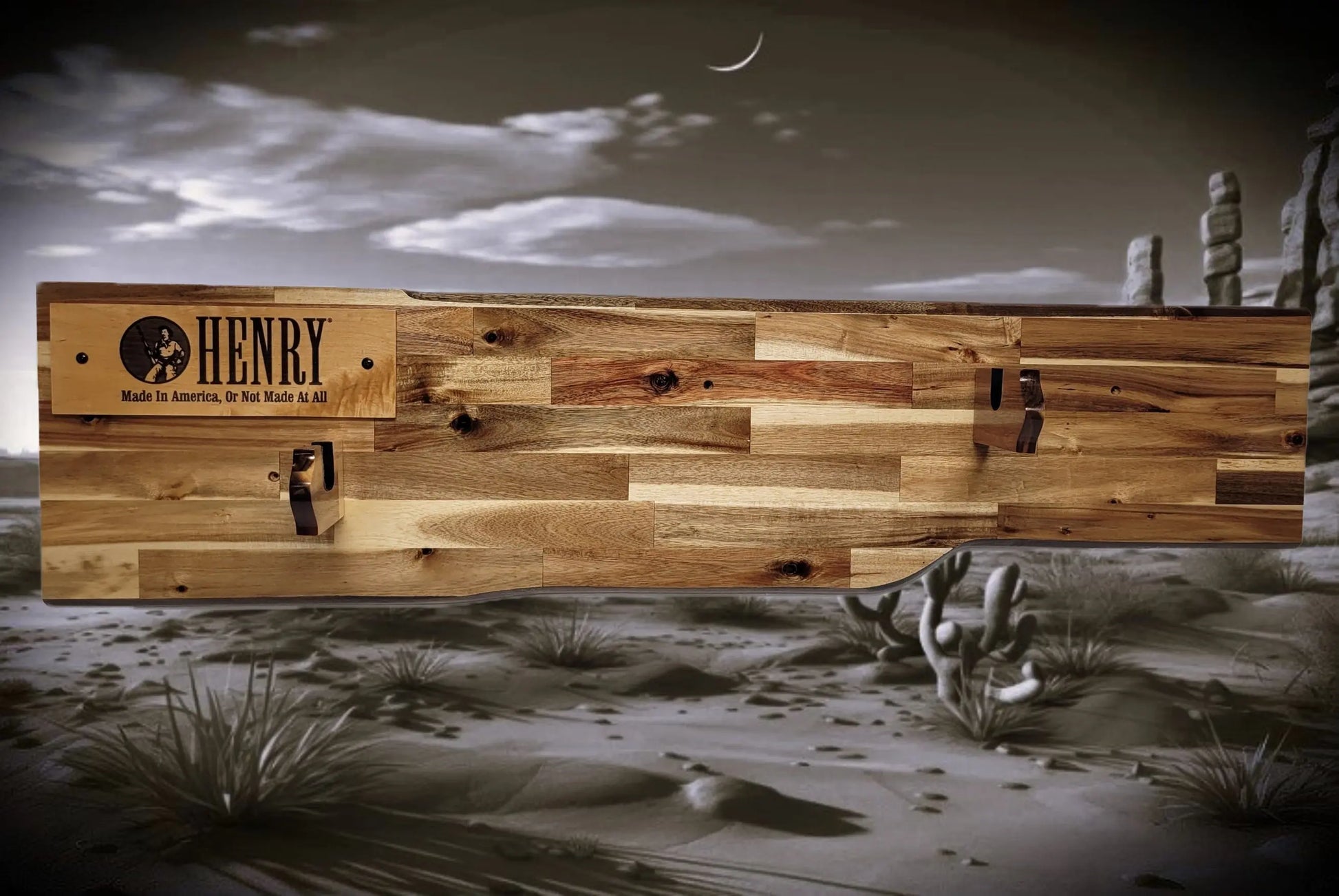 Walker Wood Gifts gun rack Traditional Lever Action Henry Rifle Display Cabin Acacia Décor Collectors Gift