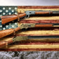 Walker Wood Gifts gun rack Traditional Old Glory 3 Place Lever Action Aspen Rifle Display Unique Collectors Gift