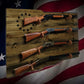 Walker Wood Gifts gun rack Unique Rustic 4 Place Lever Action Display Knotty Pine 13 Black Star Patriotic Collectors Gift