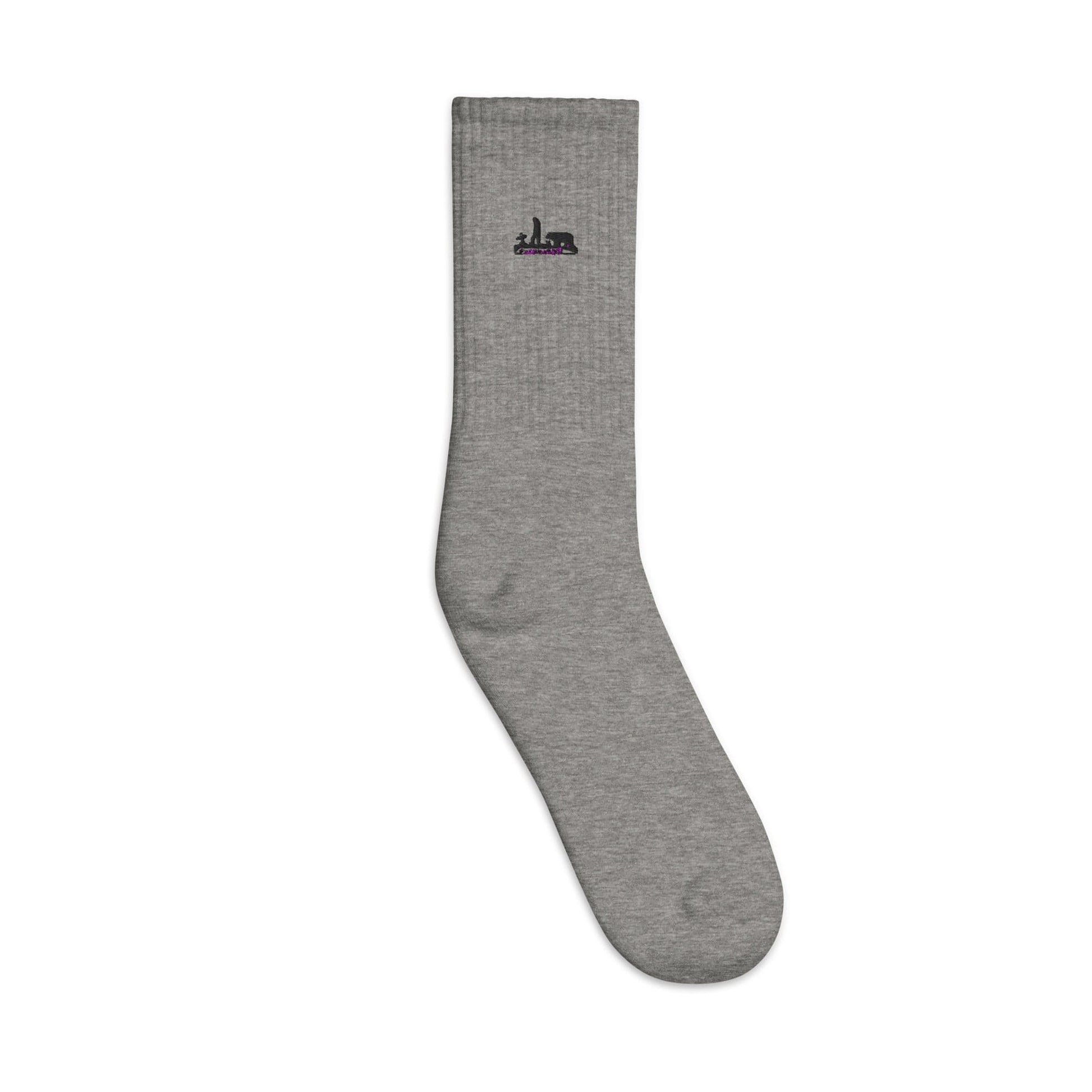 Walker Wood Gifts Heather Grey / S/M Embroidered socks