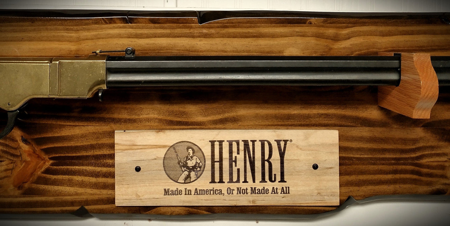 Walker Wood Gifts Lever Action Rustic Henry Gun Rack Display Rifle Faux Live Edge Knotty Pine Cabin Décor Collectors Gift