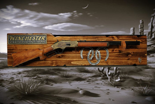 Walker Wood Gifts Lever Action Rustic Winchester Carbine Rifle Display Faux Live Edge Ranch Country Home Cabin Décor Collector Gift