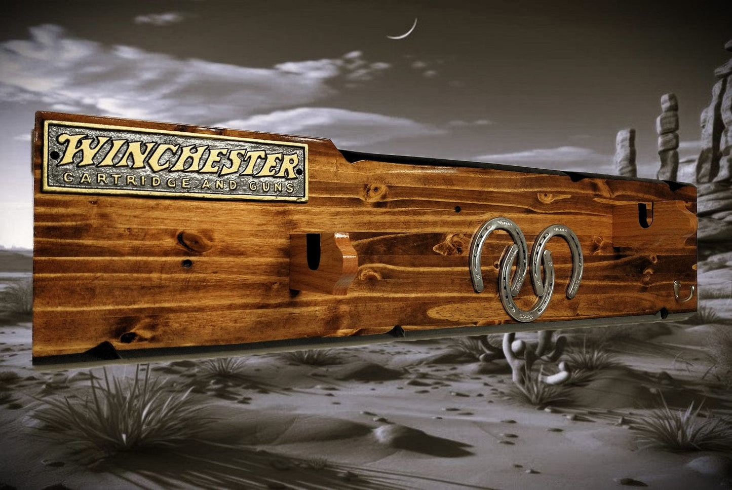 Walker Wood Gifts Lever Action Rustic Winchester Carbine Rifle Display Faux Live Edge Ranch Country Home Cabin Décor Collector Gift